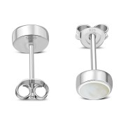 6pairs 6mm Mother of Pearl Sterling Silver Stud Earrings - e364